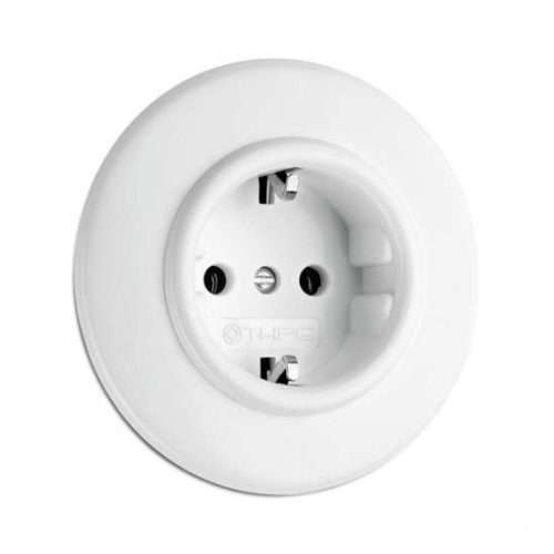Inbouw wandcontact doos met randaarde retro wit