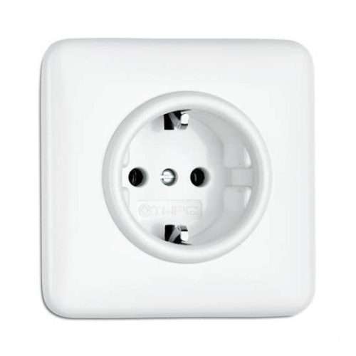 Inbouw wandcontact doos met randaarde retro wit
