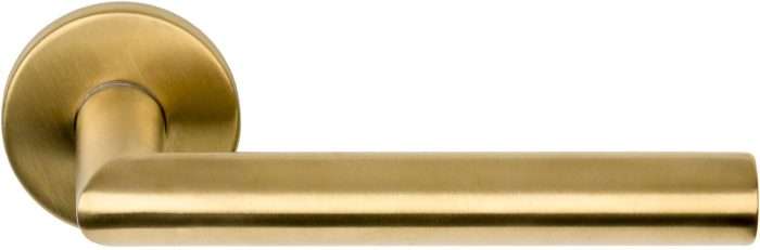 Basics LBII-19 massieve deurkruk geveerd op ronde rozet PVD mat goud