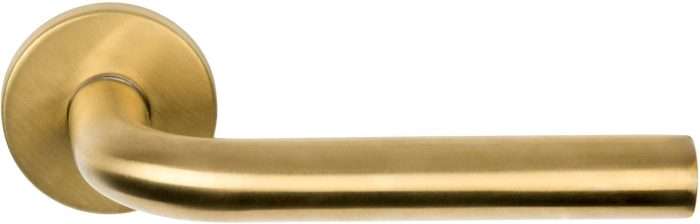 Basics LBIII-19 massieve deurkruk geveerd op ronde rozet PVD mat goud