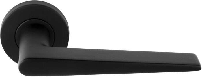 Basics LBXXI massieve deurkruk geveerd op ronde rozet mat zwart