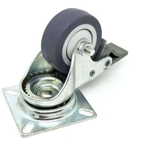 Zwenkwiel op plaat met rem, wiel diameter 50 mm