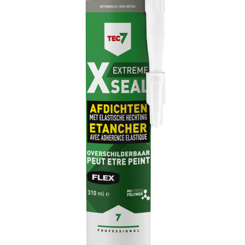 TEC7 X-Seal beton grijs - extreem flexibel - koker 310 ml - overschilderbare kit