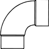PVC lijmbocht 90° 70 mm, mof - verjongd