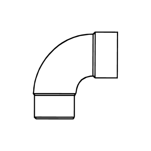 PVC lijmbocht 90° 70 mm, mof - verjongd