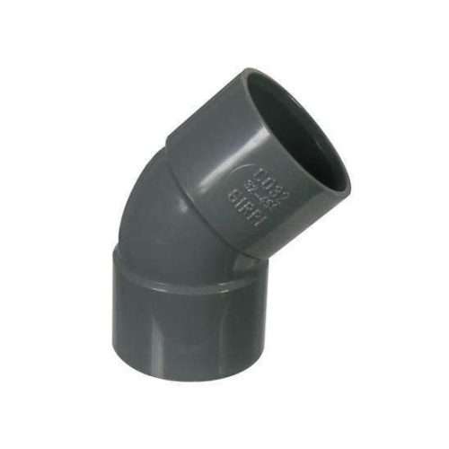 PVC lijmbocht 45° 50 mm, mof - mof