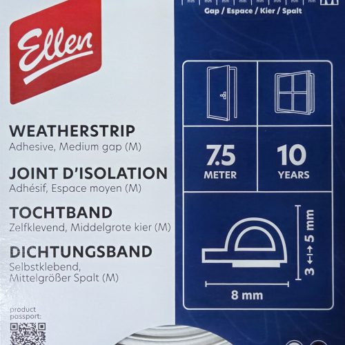 Ellen tochtband wit middel kier